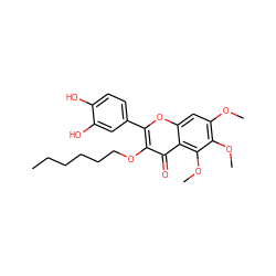 CCCCCCOc1c(-c2ccc(O)c(O)c2)oc2cc(OC)c(OC)c(OC)c2c1=O ZINC000013822677