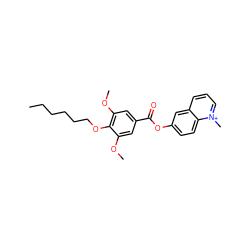 CCCCCCOc1c(OC)cc(C(=O)Oc2ccc3c(ccc[n+]3C)c2)cc1OC ZINC000013741649