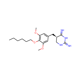 CCCCCCOc1c(OC)cc(C[C@@H]2CNC(=N)NC2=N)cc1OC ZINC000013757744