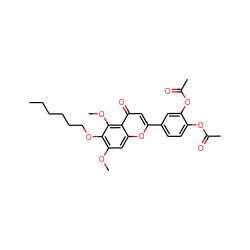 CCCCCCOc1c(OC)cc2oc(-c3ccc(OC(C)=O)c(OC(C)=O)c3)cc(=O)c2c1OC ZINC000026377452