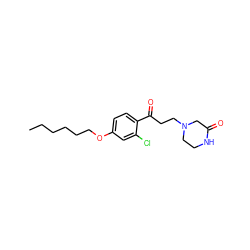 CCCCCCOc1ccc(C(=O)CCN2CCNC(=O)C2)c(Cl)c1 ZINC000096901936