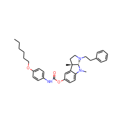 CCCCCCOc1ccc(NC(=O)Oc2ccc3c(c2)[C@]2(C)CCN(CCc4ccccc4)[C@@H]2N3C)cc1 ZINC000084466344