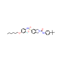 CCCCCCOc1ccc(NS(=O)(=O)c2ccc3c(c2)CN(C(=O)Nc2ccc(C(C)(C)C)cc2)C3)c(F)c1 ZINC000261137788