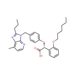 CCCCCCOc1ccccc1[C@@H](Oc1ccc(Cn2c(CCC)nc3c(C)ccnc32)cc1)C(=O)O ZINC000029339924