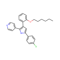 CCCCCCOc1ccccc1-c1cc(-c2ccc(Cl)cc2)[nH]c1-c1ccncc1 ZINC000027729050