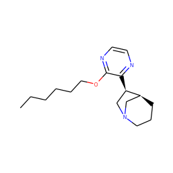 CCCCCCOc1nccnc1[C@@H]1CN2CCC[C@H]1C2 ZINC000013743108