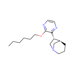 CCCCCCOc1nccnc1[C@H]1CN2CCC[C@H]1C2 ZINC000013743109