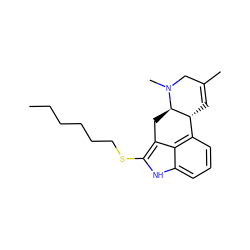 CCCCCCSc1[nH]c2cccc3c2c1C[C@@H]1[C@@H]3C=C(C)CN1C ZINC000013826364