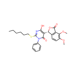 CCCCCCSc1nc(O)c([C@@H]2OC(=O)c3c2ccc(OC)c3OC)c(=O)n1-c1ccccc1 ZINC000013140458