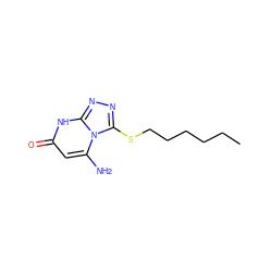 CCCCCCSc1nnc2[nH]c(=O)cc(N)n12 ZINC000008855185