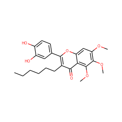 CCCCCCc1c(-c2ccc(O)c(O)c2)oc2cc(OC)c(OC)c(OC)c2c1=O ZINC000013822657