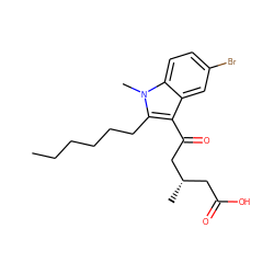 CCCCCCc1c(C(=O)C[C@@H](C)CC(=O)O)c2cc(Br)ccc2n1C ZINC000103270880