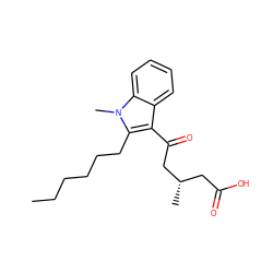 CCCCCCc1c(C(=O)C[C@@H](C)CC(=O)O)c2ccccc2n1C ZINC000103270873