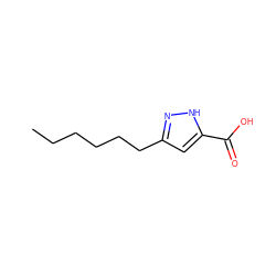 CCCCCCc1cc(C(=O)O)[nH]n1 ZINC000028948718