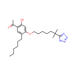 CCCCCCc1cc(C(C)=O)c(O)cc1OCCCCCC(C)(C)c1nnn[nH]1 ZINC000103263473