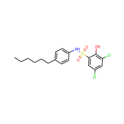 CCCCCCc1ccc(NS(=O)(=O)c2cc(Cl)cc(Cl)c2O)cc1 ZINC000028951417