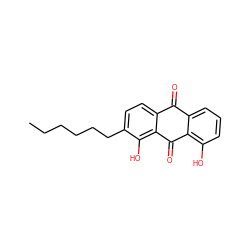 CCCCCCc1ccc2c(c1O)C(=O)c1c(O)cccc1C2=O ZINC000013454748