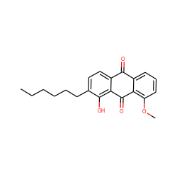 CCCCCCc1ccc2c(c1O)C(=O)c1c(OC)cccc1C2=O ZINC000013454729