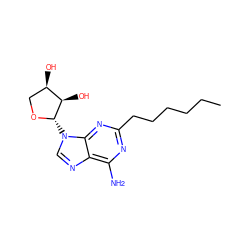 CCCCCCc1nc(N)c2ncn([C@@H]3OC[C@@H](O)[C@H]3O)c2n1 ZINC000082154938