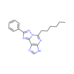 CCCCCCc1nc2[nH]cnc2c2nc(-c3ccccc3)nn12 ZINC000013475507