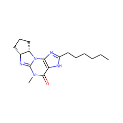 CCCCCCc1nc2c([nH]1)C(=O)N(C)C1=N[C@@H]3CCC[C@@H]3N12 ZINC000003826249