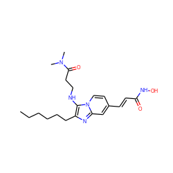 CCCCCCc1nc2cc(/C=C/C(=O)NO)ccn2c1NCCC(=O)N(C)C ZINC000136819449