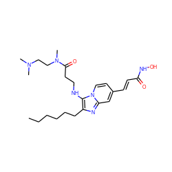 CCCCCCc1nc2cc(/C=C/C(=O)NO)ccn2c1NCCC(=O)N(C)CCN(C)C ZINC000136819564