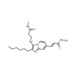 CCCCCCc1nc2cc(/C=C/C(=O)NO)ccn2c1NCCC(=O)NC ZINC000136831538