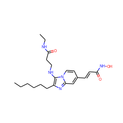 CCCCCCc1nc2cc(/C=C/C(=O)NO)ccn2c1NCCC(=O)NCC ZINC000136819394