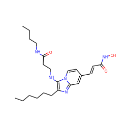 CCCCCCc1nc2cc(/C=C/C(=O)NO)ccn2c1NCCC(=O)NCCCC ZINC000136795490