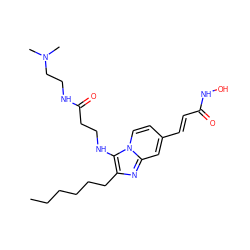 CCCCCCc1nc2cc(/C=C/C(=O)NO)ccn2c1NCCC(=O)NCCN(C)C ZINC000136795436