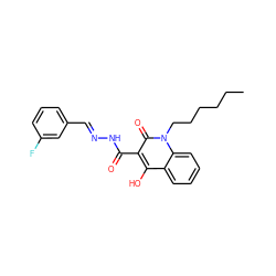 CCCCCCn1c(=O)c(C(=O)N/N=C/c2cccc(F)c2)c(O)c2ccccc21 ZINC000100534750