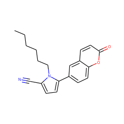 CCCCCCn1c(C#N)ccc1-c1ccc2oc(=O)ccc2c1 ZINC001772580825