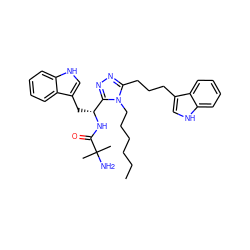 CCCCCCn1c(CCCc2c[nH]c3ccccc23)nnc1[C@@H](Cc1c[nH]c2ccccc12)NC(=O)C(C)(C)N ZINC000028636898