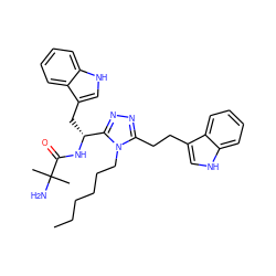 CCCCCCn1c(CCc2c[nH]c3ccccc23)nnc1[C@@H](Cc1c[nH]c2ccccc12)NC(=O)C(C)(C)N ZINC000028636489