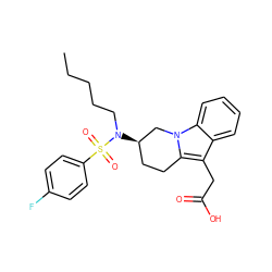 CCCCCN([C@@H]1CCc2c(CC(=O)O)c3ccccc3n2C1)S(=O)(=O)c1ccc(F)cc1 ZINC000066104029