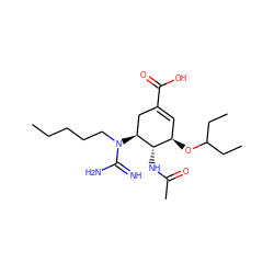 CCCCCN(C(=N)N)[C@H]1CC(C(=O)O)=C[C@@H](OC(CC)CC)[C@@H]1NC(C)=O ZINC000299820938