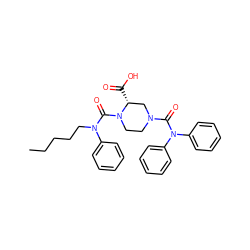 CCCCCN(C(=O)N1CCN(C(=O)N(c2ccccc2)c2ccccc2)C[C@H]1C(=O)O)c1ccccc1 ZINC000026159881