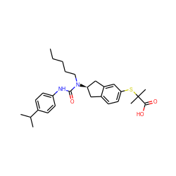 CCCCCN(C(=O)Nc1ccc(C(C)C)cc1)[C@@H]1Cc2ccc(SC(C)(C)C(=O)O)cc2C1 ZINC000028972042