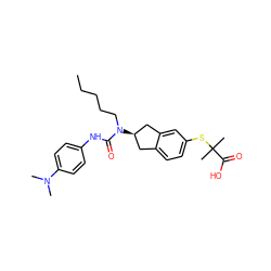 CCCCCN(C(=O)Nc1ccc(N(C)C)cc1)[C@@H]1Cc2ccc(SC(C)(C)C(=O)O)cc2C1 ZINC000028972061