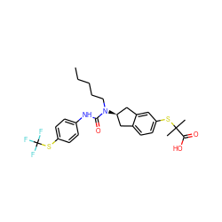 CCCCCN(C(=O)Nc1ccc(SC(F)(F)F)cc1)[C@@H]1Cc2ccc(SC(C)(C)C(=O)O)cc2C1 ZINC000028972052