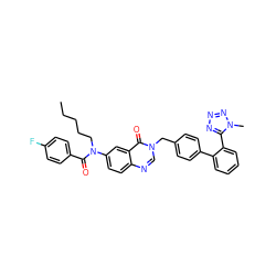 CCCCCN(C(=O)c1ccc(F)cc1)c1ccc2ncn(Cc3ccc(-c4ccccc4-c4nnnn4C)cc3)c(=O)c2c1 ZINC000028766606