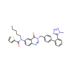 CCCCCN(C(=O)c1cccs1)c1ccc2ncn(Cc3ccc(-c4ccccc4-c4nnnn4C)cc3)c(=O)c2c1 ZINC000028768405