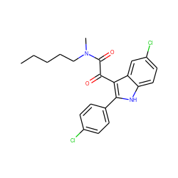 CCCCCN(C)C(=O)C(=O)c1c(-c2ccc(Cl)cc2)[nH]c2ccc(Cl)cc12 ZINC000040861848