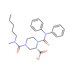 CCCCCN(C)C(=O)N1CCN(C(=O)N(c2ccccc2)c2ccccc2)[C@H](C(=O)O)C1 ZINC000026165012