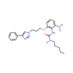 CCCCCN(C)C(=O)Nc1c(OCCCn2cnc(-c3ccccc3)c2)cccc1N(C)C ZINC000013827550