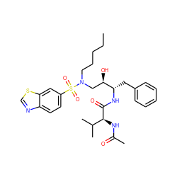 CCCCCN(C[C@@H](O)[C@H](Cc1ccccc1)NC(=O)[C@@H](NC(C)=O)C(C)C)S(=O)(=O)c1ccc2ncsc2c1 ZINC000016052449