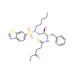 CCCCCN(C[C@@H](O)[C@H](Cc1ccccc1)NC(=O)CCC(=O)CC)S(=O)(=O)c1ccc2ncsc2c1 ZINC000044386259