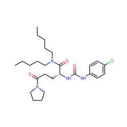 CCCCCN(CCCCC)C(=O)[C@@H](CCC(=O)N1CCCC1)NC(=O)Nc1ccc(Cl)cc1 ZINC000027655106