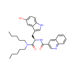 CCCCCN(CCCCC)C(=O)[C@@H](Cc1c[nH]c2ccc(O)cc12)NC(=O)c1cnc2ccccc2c1 ZINC000003797757